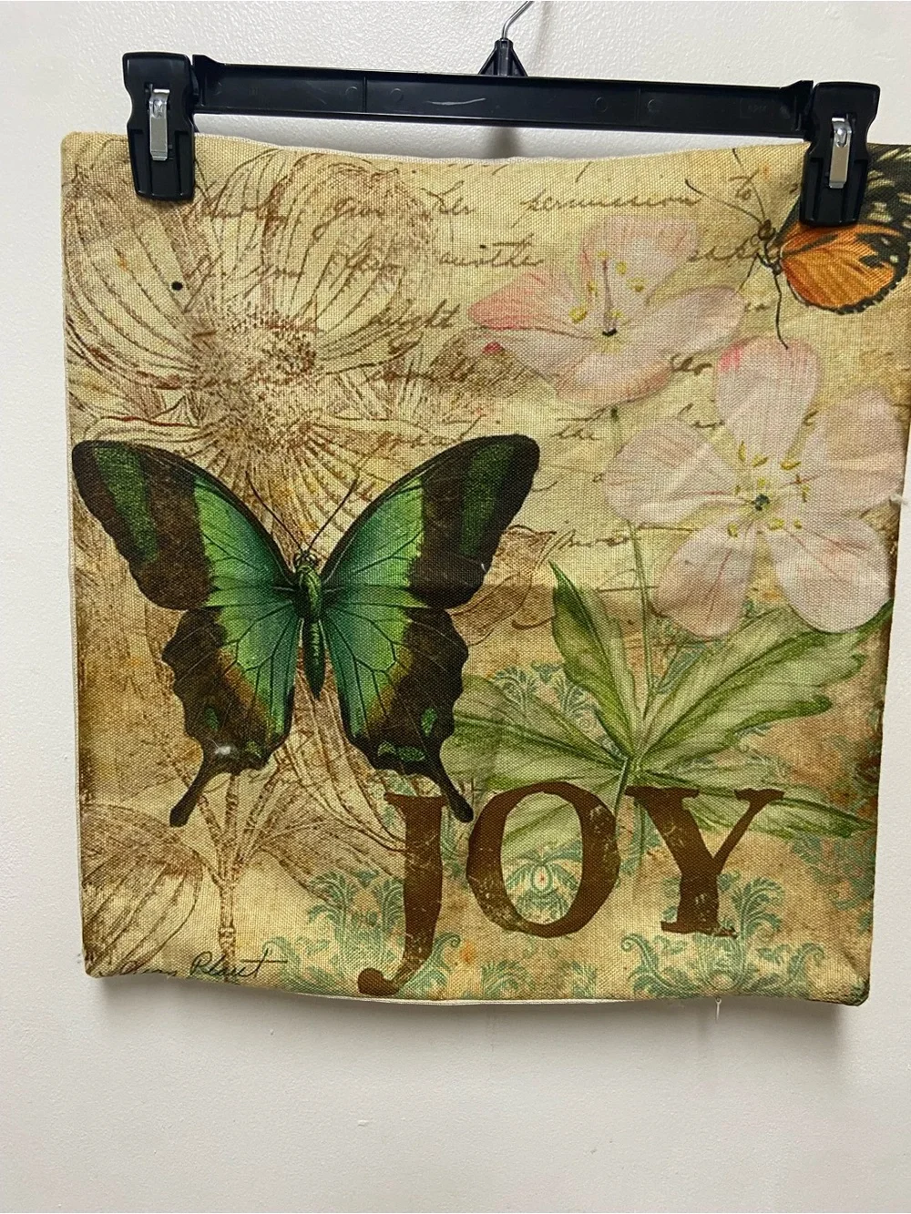 JOY Botanical Butterfly Accent Pillow Cover - Green